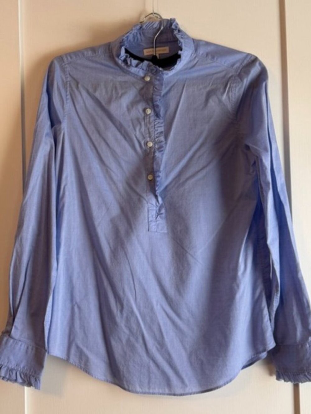 Ann Mashburn Frill Shirt in Soft Cotton Chambray
